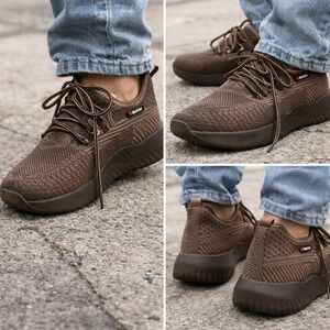 Suadex Steel Toe Safety Sneakers Womens 36 Tan Brown Knit Work Shoes 677